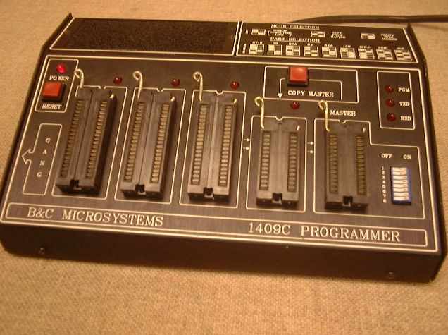 A B&C Microsystems 1409C EPROM Programmer.  It has 3 40-pin ZIF sockets and 2 28-pin ZIF sockets.